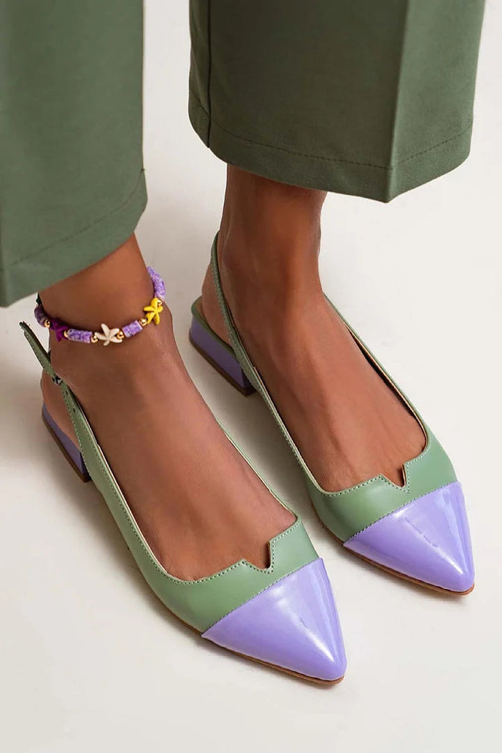 BALLETTSCHUHE MIT SPITZE UND ZWEIFARBIGEM DETAIL