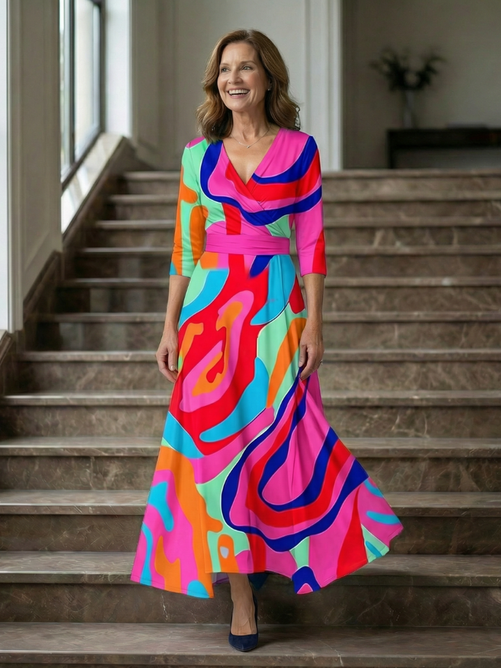 Celine | Midi-Kleid mit Kreuzwickel-Ausschnitt