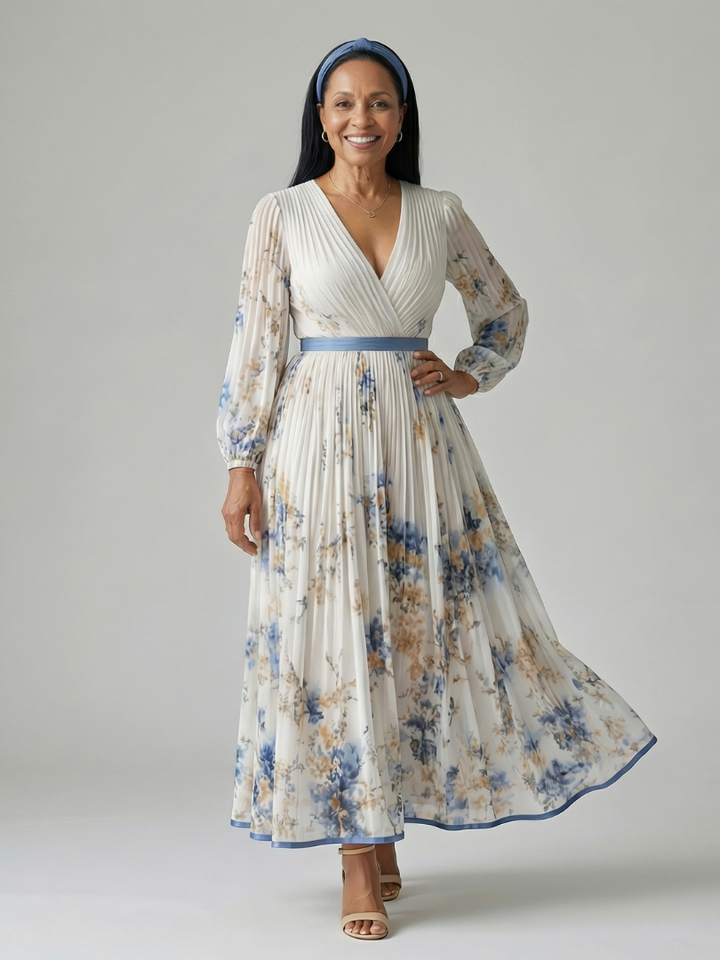 Rielle | Plissiertes Wickel-Midikleid