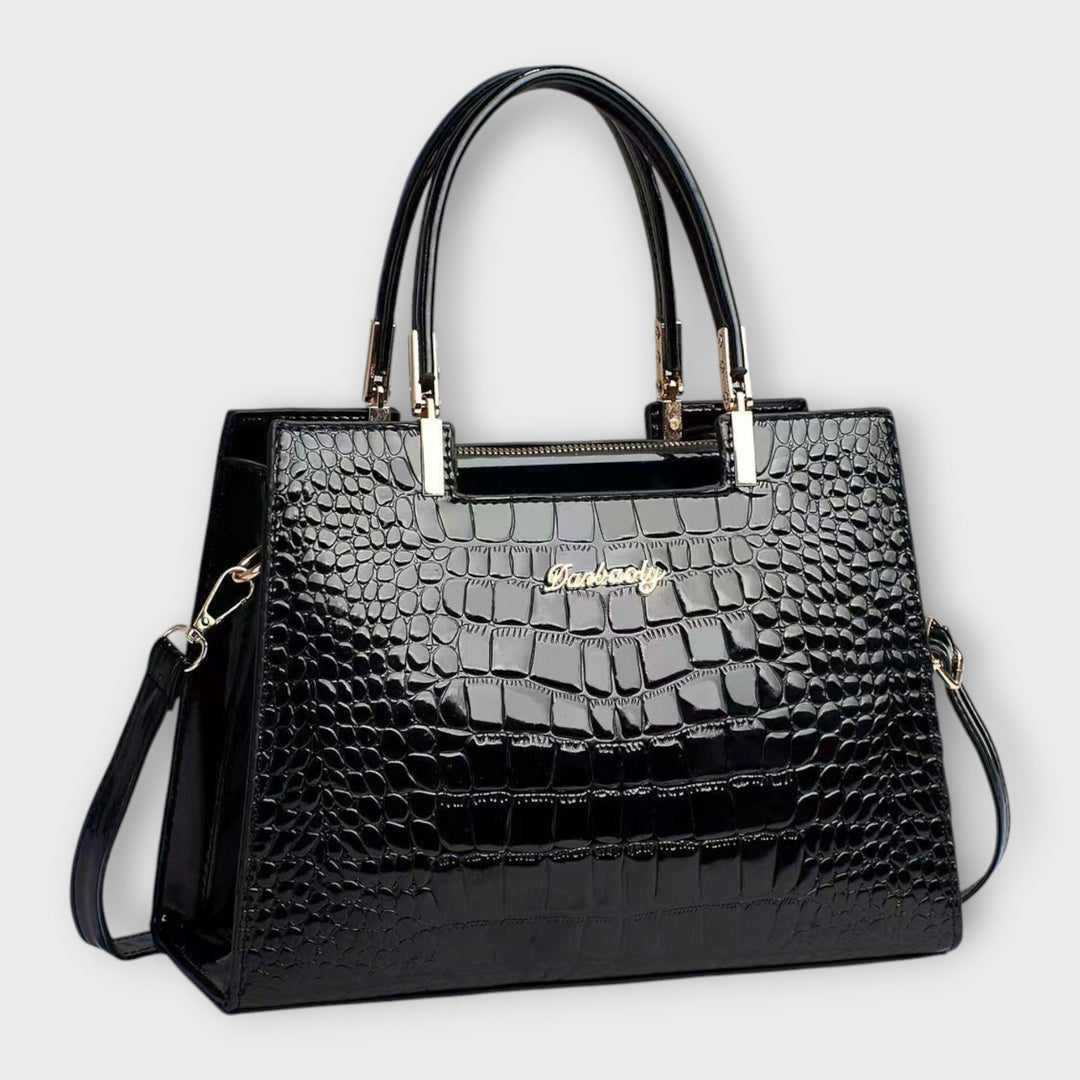 Olivia - Glänzende Krokodilprägung Handtasche