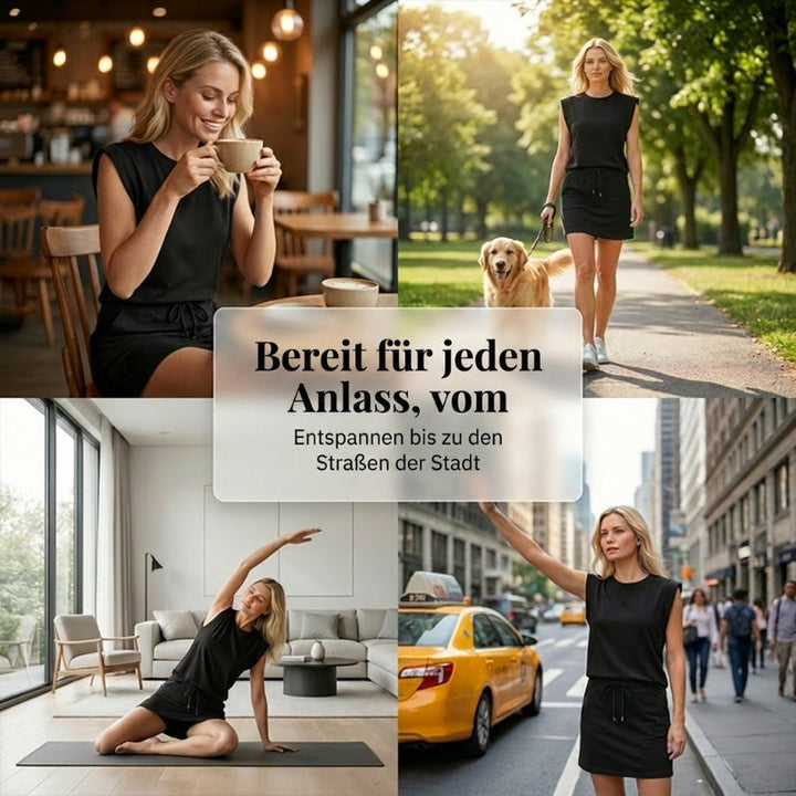 Amiel | Modernes Damen-Set – ärmelloses Top & Rock mit Kordelzug