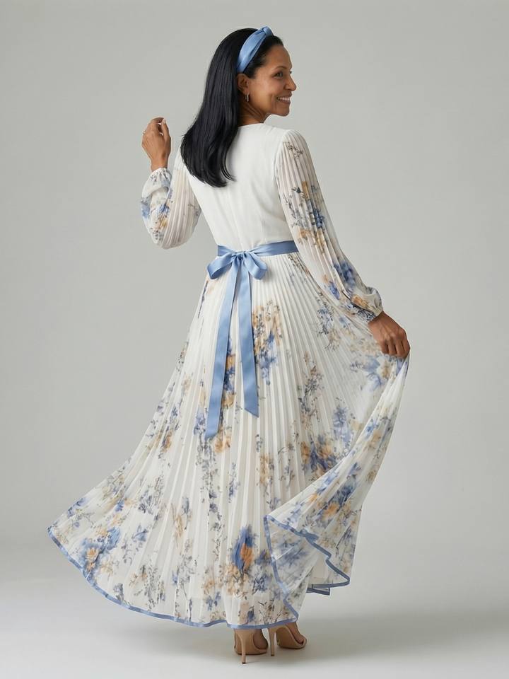Rielle | Plissiertes Wickel-Midikleid