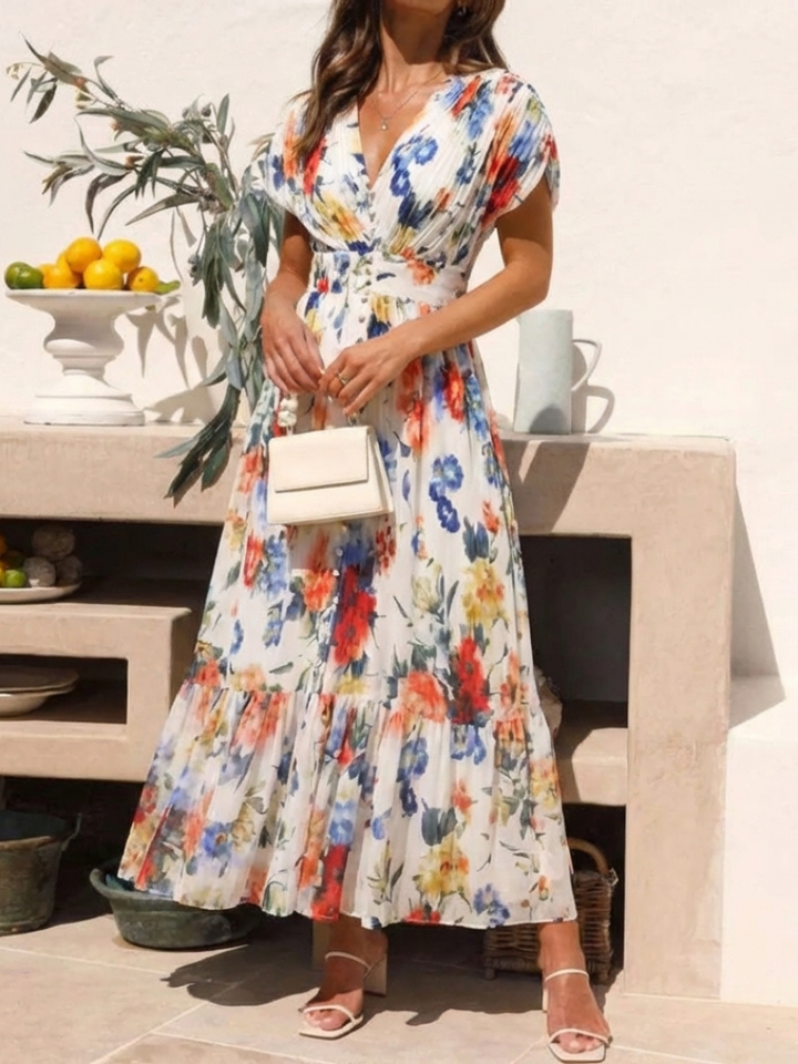 Savannah | Floral Plissierter Midi