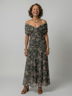 Calen | Off Shoulder Flow Midi Kleid