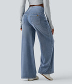 Halary Flex™ - Lässige, gewaschene Baggy-Jeans aus drapiertem Lyocell mit mittelhohem Bund