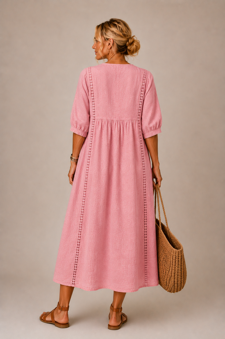Sommernacht | Leinen-Baumwollkleid mit Spitze