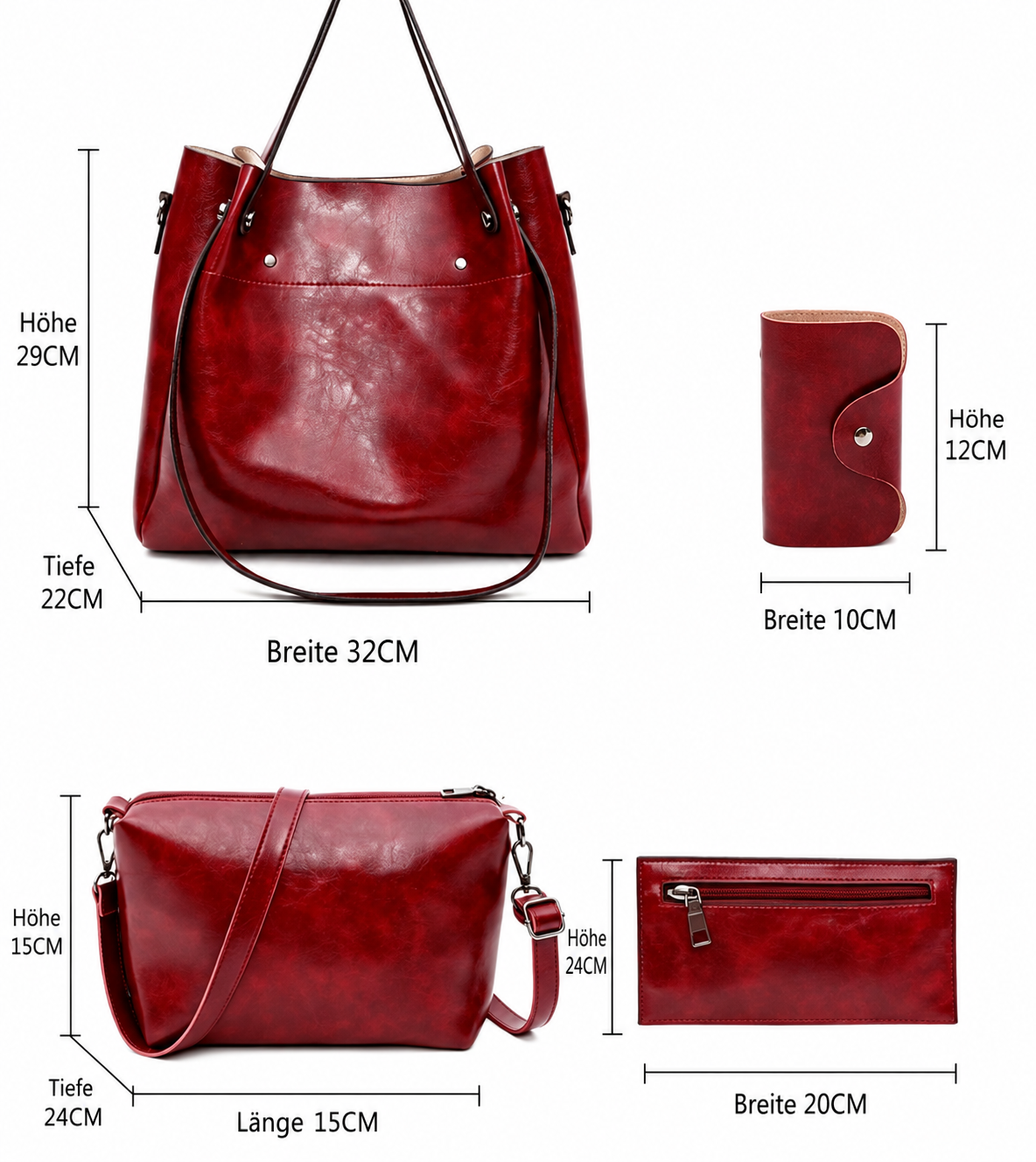 Olivia - 4-teiliges Vintage-Taschen-Set