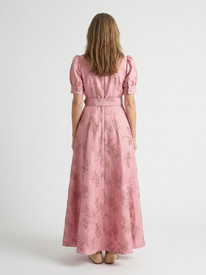 Xanthea | Kurzärmeliges, gebundenes, floral strukturiertes Maxikleid