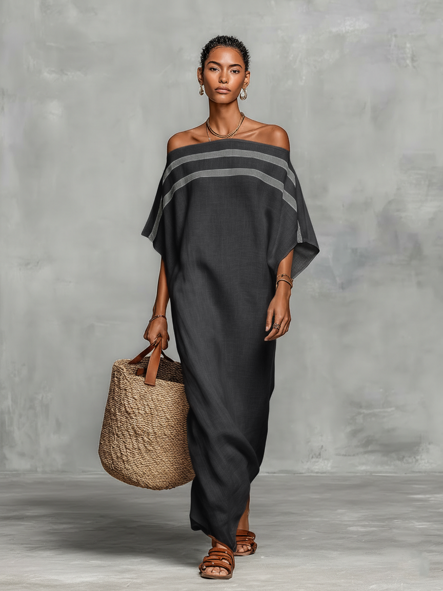 Sophie | Leinen Off-Shoulder Maxikleid