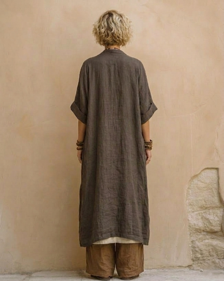 Sophie | Dunkelgrau & Braun Tribal-Print Drei-Teile-Set