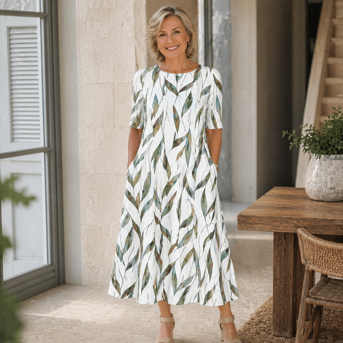 Sarah | Müheloses Blumenkleid in Midi-Länge