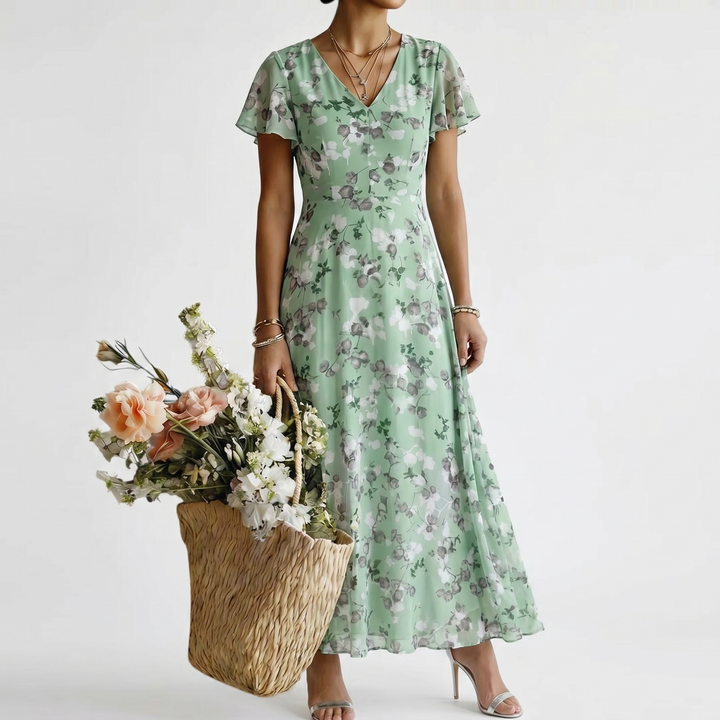 ISMERIA | FLORAL CHIFFON MAXIKLEID