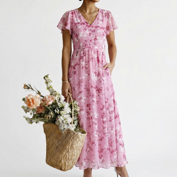 ISMERIA | FLORAL CHIFFON MAXIKLEID