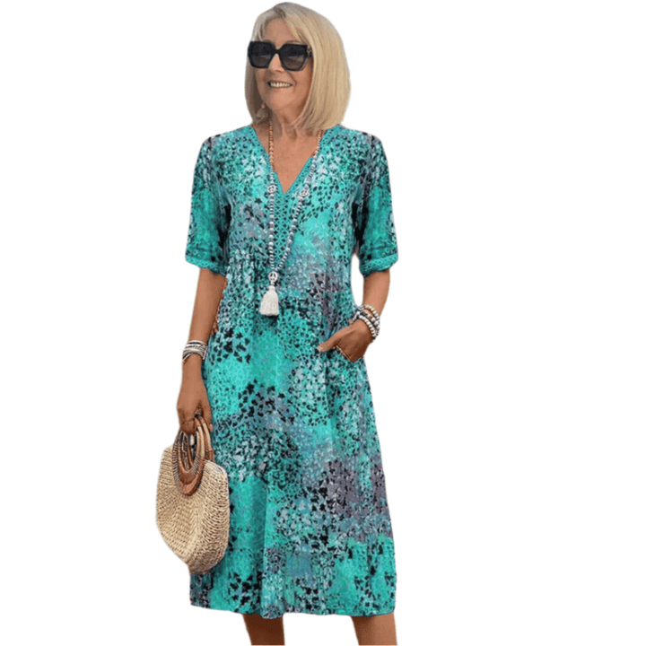 Sidonia - Lässiges Sommerkleid mit V-Ausschnitt für Frauen