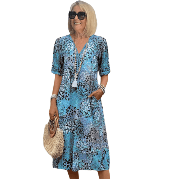 Sidonia - Lässiges Sommerkleid mit V-Ausschnitt für Frauen