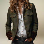 Victoria | Damen-Jacke im Military-Stil aus Tweed mit Fischgrätmuster und goldenen Knöpfen