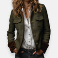 Victoria | Damen-Jacke im Military-Stil aus Tweed mit Fischgrätmuster und goldenen Knöpfen
